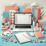 Illustration d’un bureau créatif avec des outils artisanaux, un carnet ouvert et une ambiance inspirante, représentant les étapes pour lancer une activité créative.